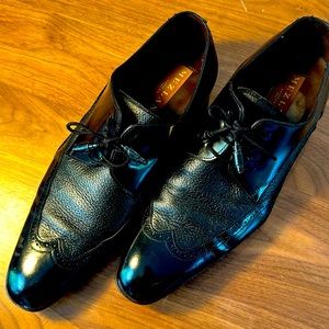 Mezlan Freeport Black Burnished Calfskin / Deerskin Leather Oxford sz 10.5 👀🔥
